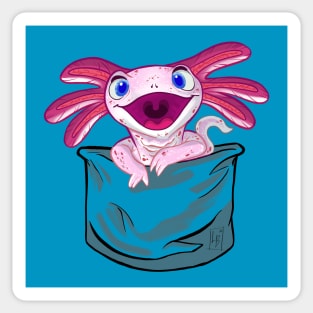 Axolotl Pocket Cute Pink Sticker